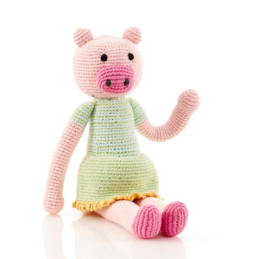 Pebble | Handmade Doll Baby Rattle - Pig Girl