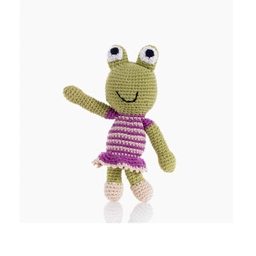 Pebble | Handmade Doll Baby Rattle - Frog Girl