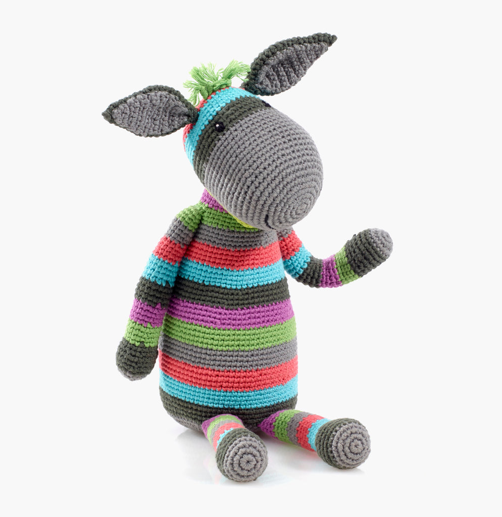 Pebble | Handmade Soft Toy Baby Rattle- Donkey (Large)