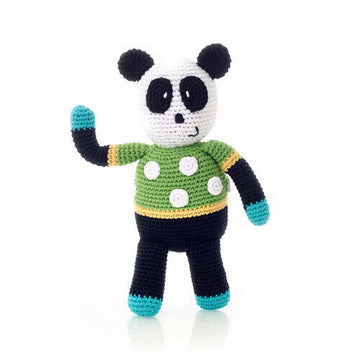 Pebble | Handmade Soft Toy Baby Rattle - Panda Spotty