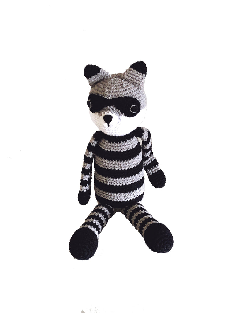 Pebble | Handmade Animal Baby Rattle - Raccoon