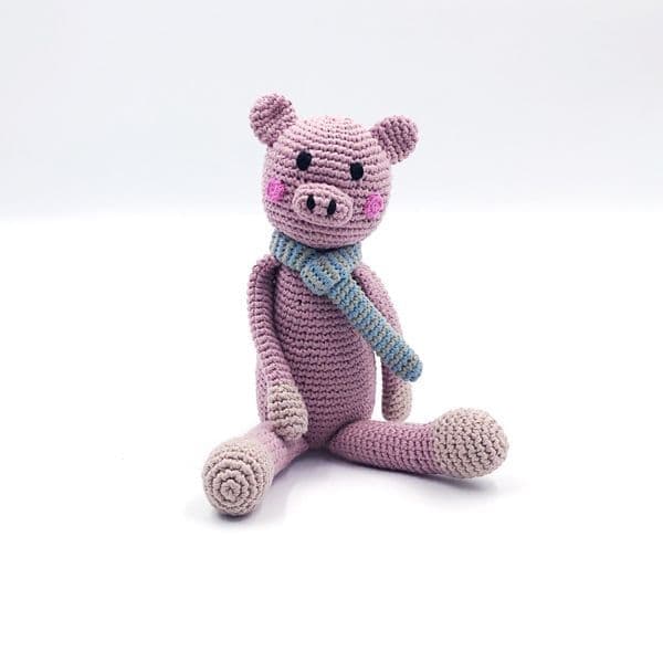 Pebble | Handmade Farm Animal Baby Rattle - Pig