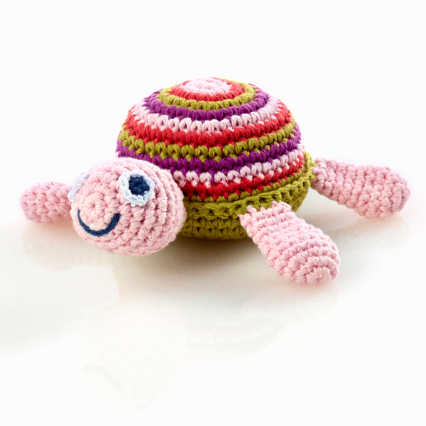 Pebble | Handmade Soft Toy Baby Rattle- Turtle (Large)