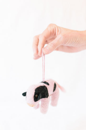 Handspun Hope | Carla the Cow Mini Ornament Cochineal