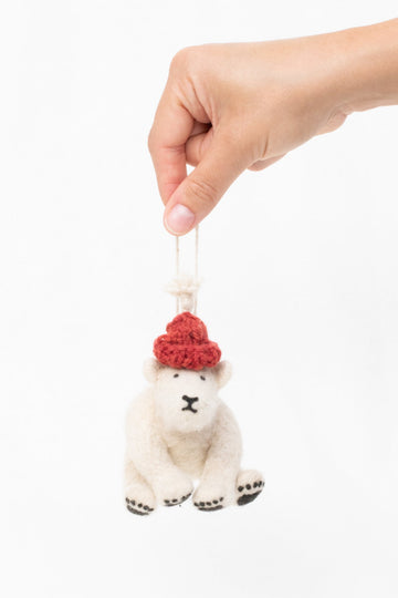 Handspun Hope | Baby Isimbi Polar Bear Ornament Handmade in Rwanda