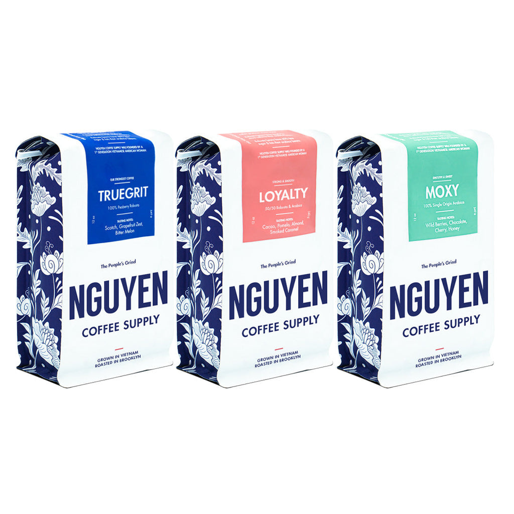 Nguyen Coffee Supply Legacy Roast Coffee Collection - Moxy (100% Arabica),  Truegrit (100% Peaberry Robusta), Loyalty (Arabica & Robusta) 